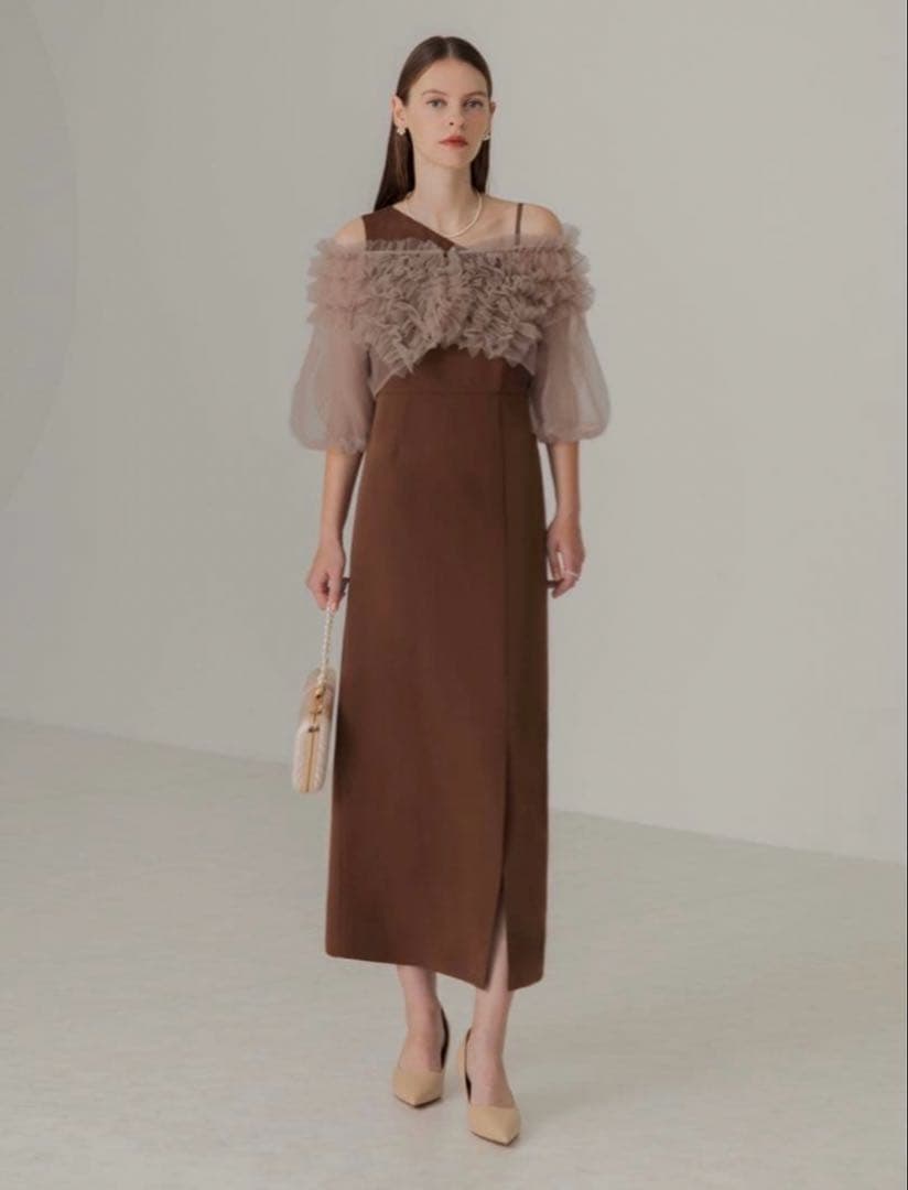 4WAYチュールフリルボレロアシンメトリードレス結婚式パーティー二次会デート