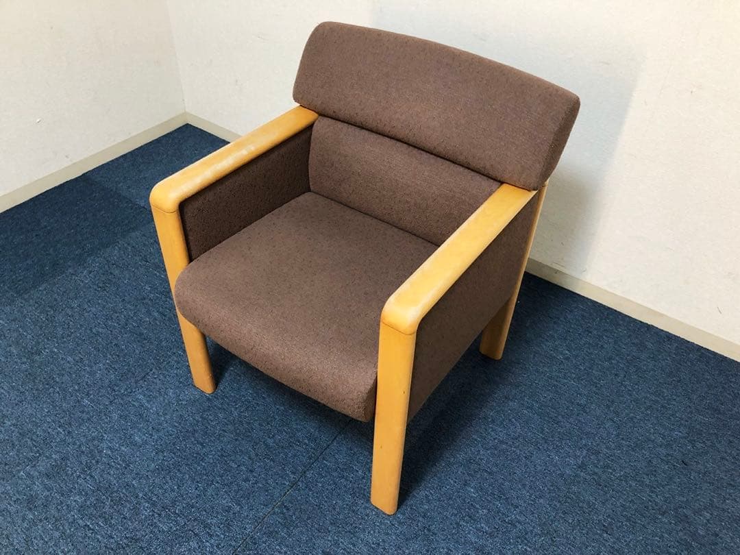 jam　okamura 高級イージーチェア1人用ソファ布生地ブラウン生地