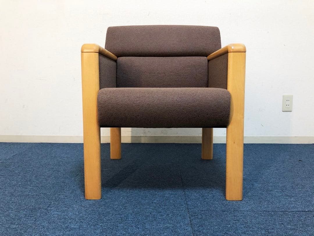 jam　okamura 高級イージーチェア1人用ソファ布生地ブラウン生地