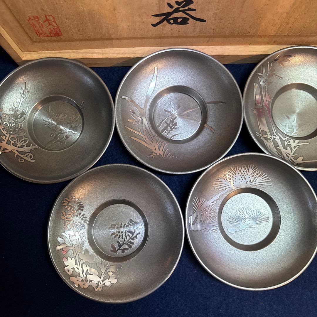 ア*️様 乾茂號造　本錫茶道具セット 急須 茶筒 茶托