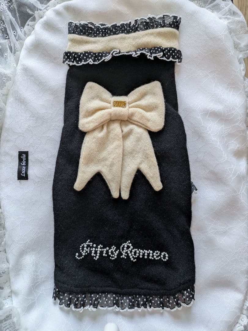 フィフィアンドロメオ　リボン付きカシミアニット　 黒　M