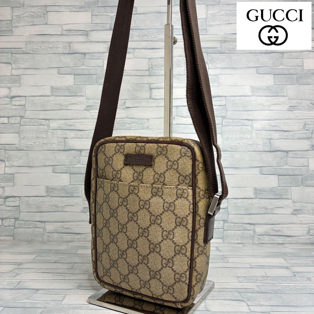 極美品　130 GUCCI グッチ　ショルダーバッグ　レザー　GG柄　rb8
