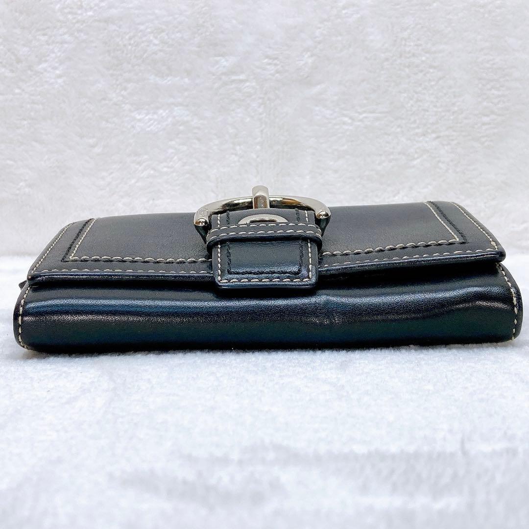 小物 Coach Compact Wallet Soho Black leather