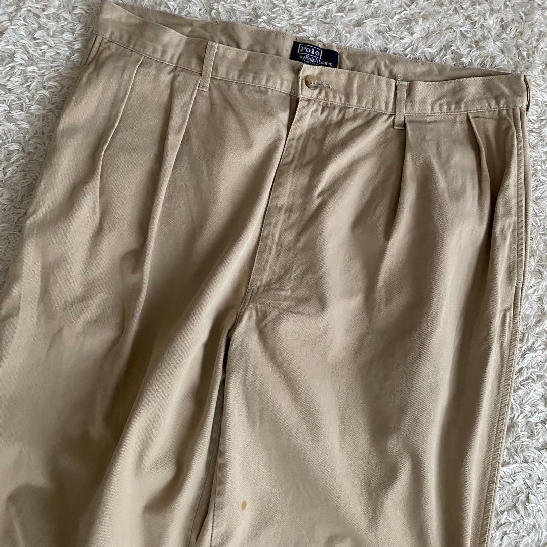 80s/美品/W40 ポロラルフローレン USA製 初期タグ チノパン 2タック