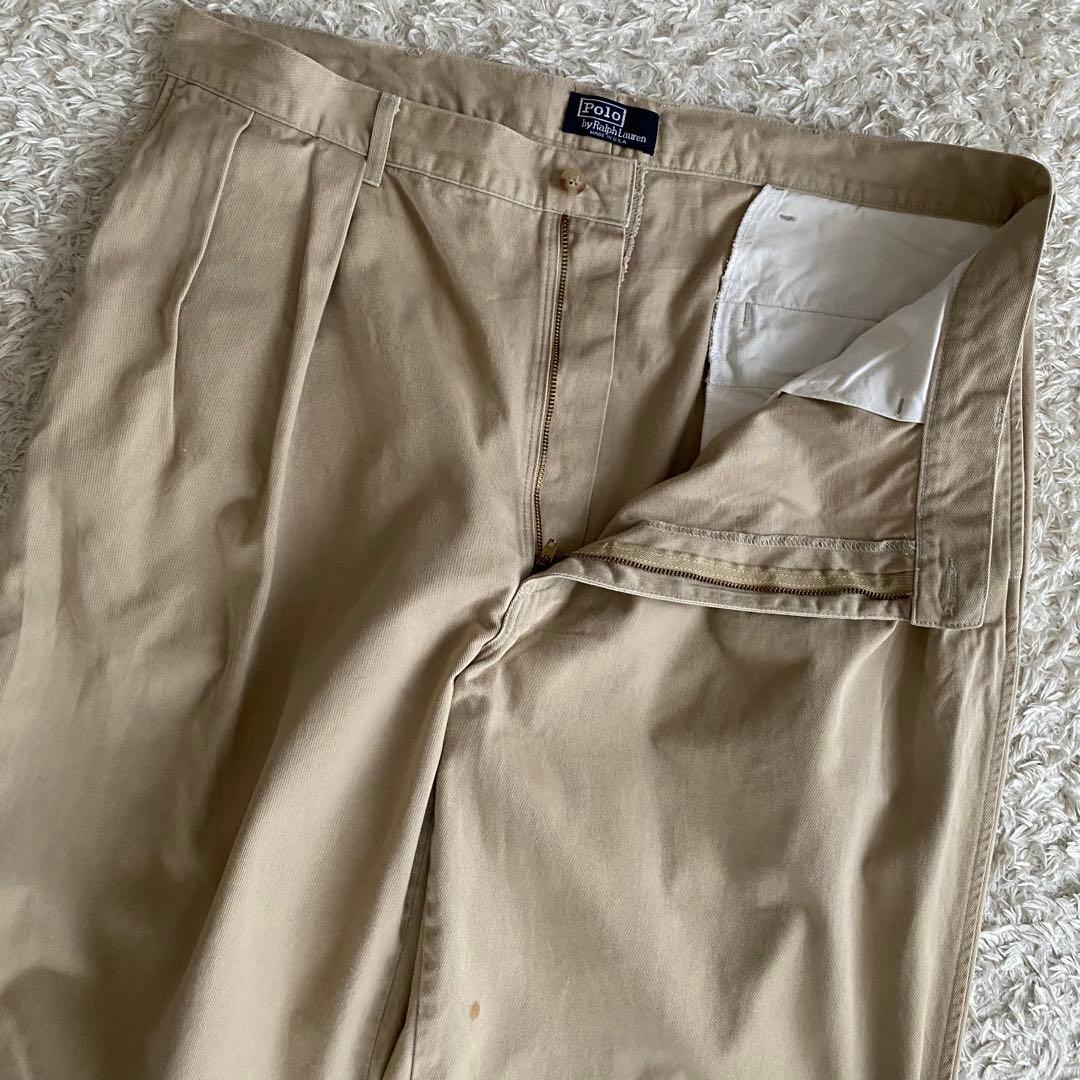 80s/美品/W40 ポロラルフローレン USA製 初期タグ チノパン 2タック