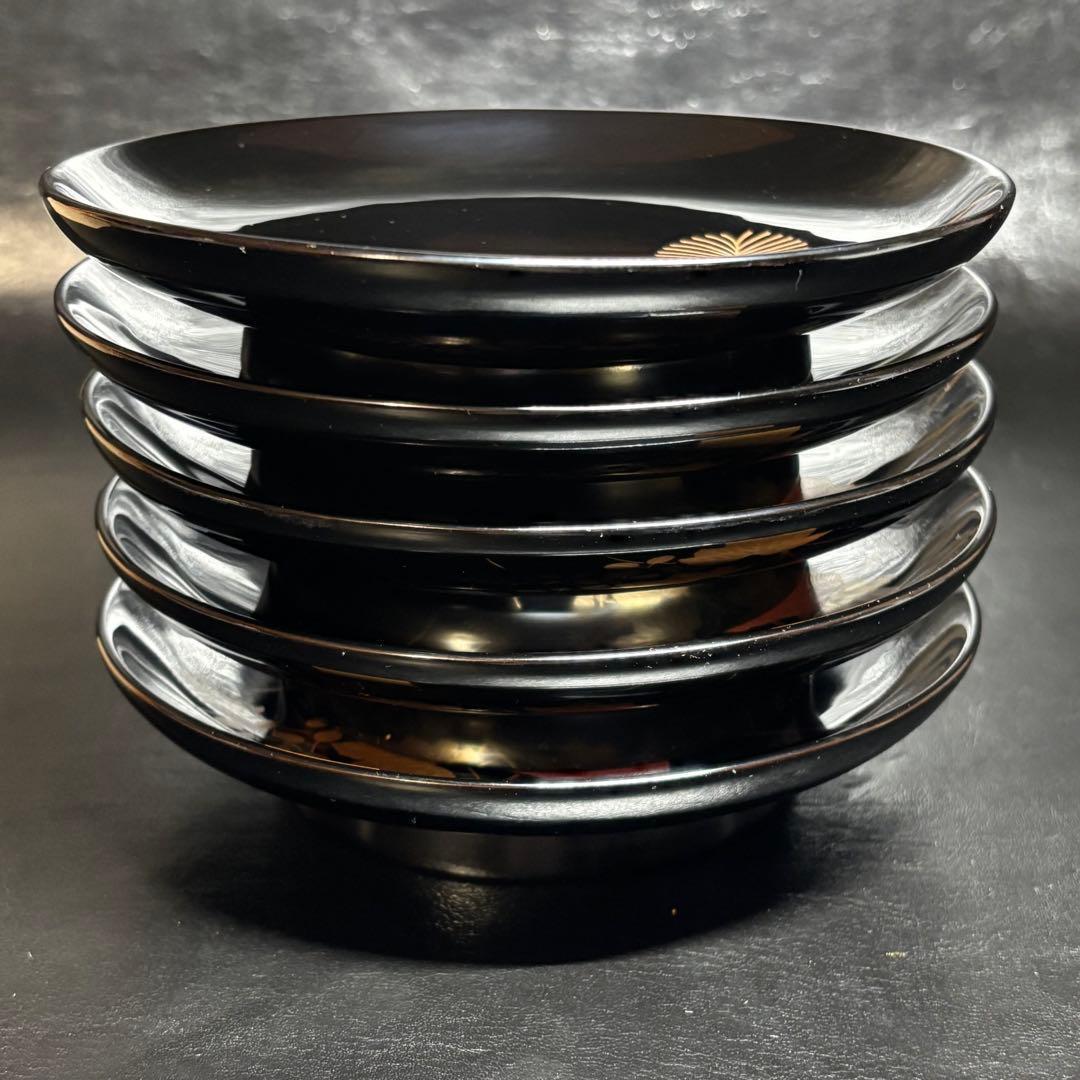 か*ん様 ★輪島塗！蒔絵付 輪島屋 銘々皿 五客！『輪島屋造』！共箱！★