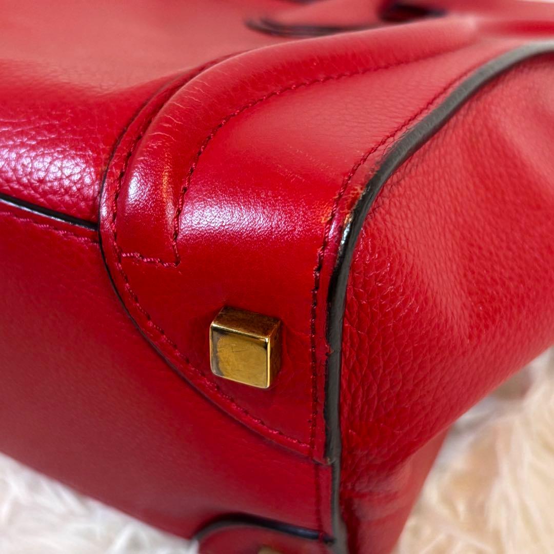極美品✨セリーヌ　ラゲージ　ハンドバッグ　マイクロショッパー　レッド
