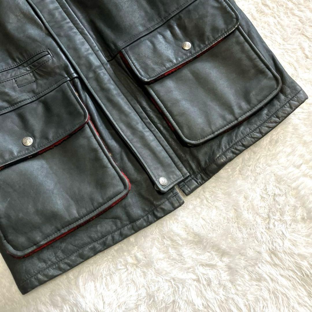 Schott 高級ヌバックレザージャケット　ウールチェック裏地　カーコート