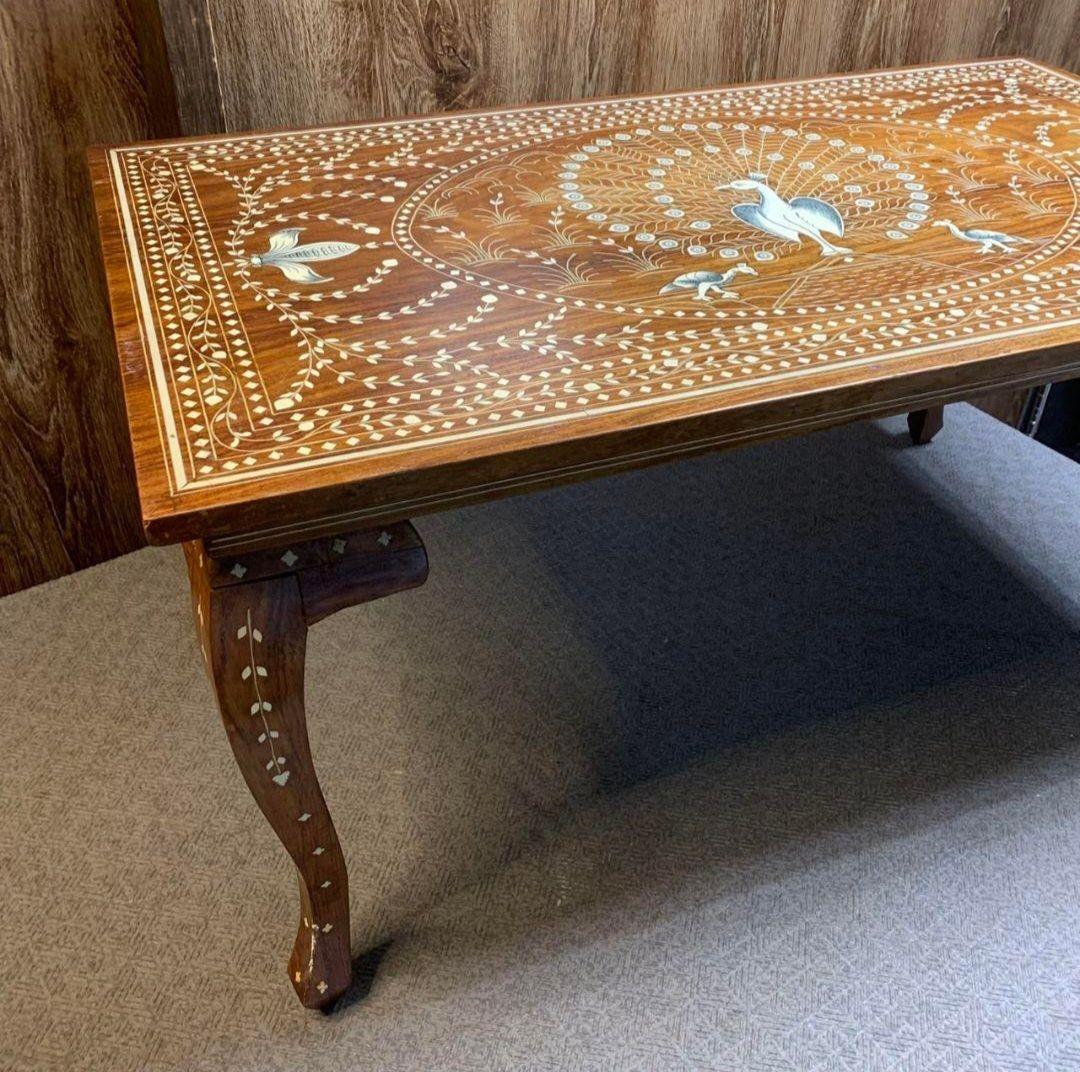 H907R\" アジアン アンティーク センターテーブル 孔雀