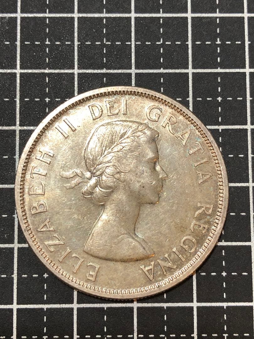 N4280【カナダ・銀貨】1958年1ドル　外貨　硬貨　古銭　　銀貨