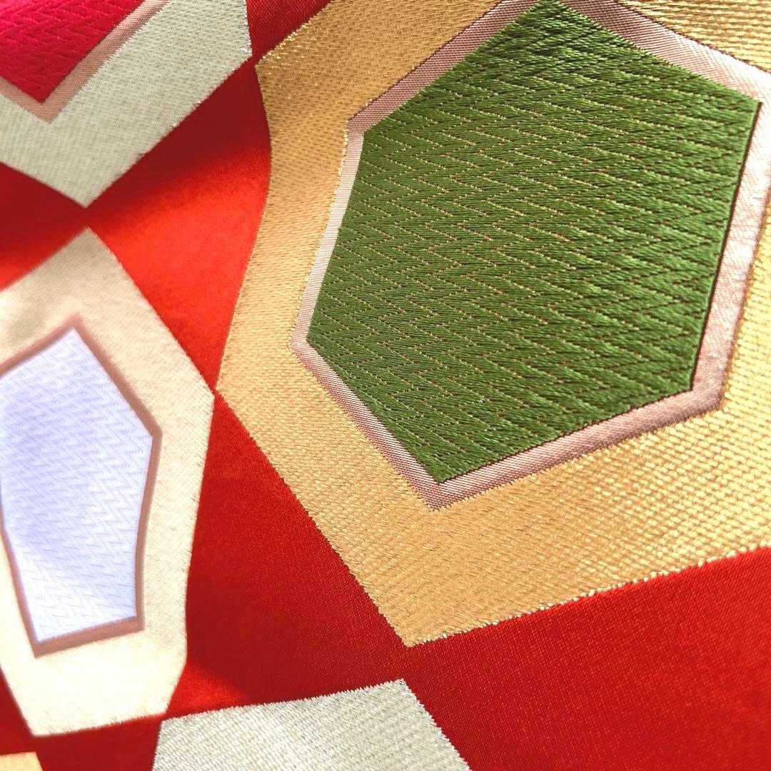 363 振袖フルセット 正絹 ベージュ オレンジ 金彩 駒刺繍 レトロ 花唐草