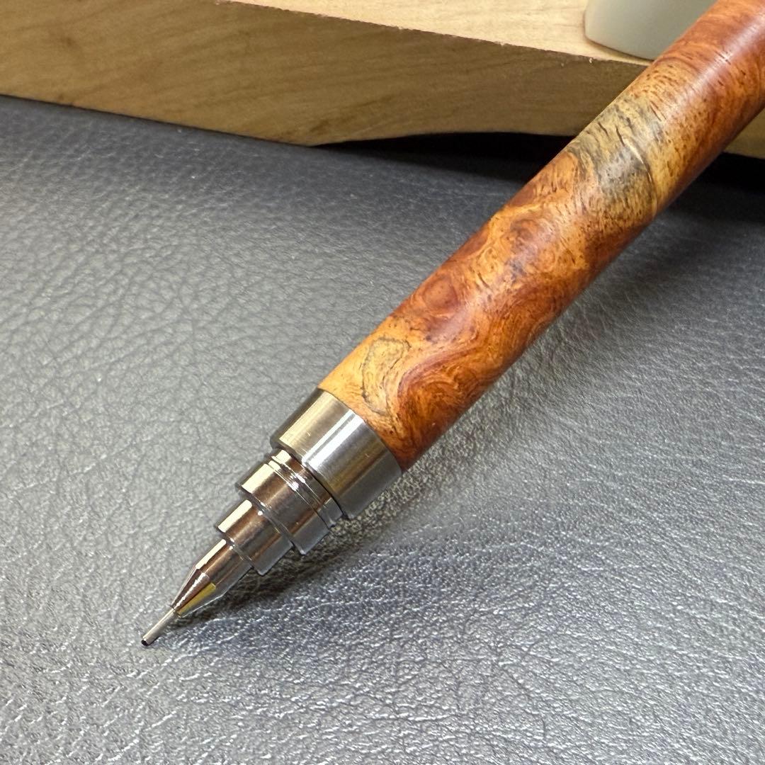 158花梨瘤　木製シャーペン　最強低重心　ステンレス