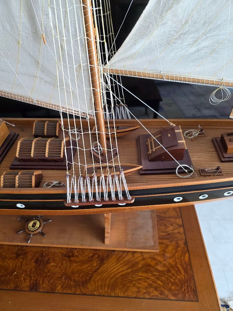 希少品 骨董品 アンティーク 木製ヨット 80年前