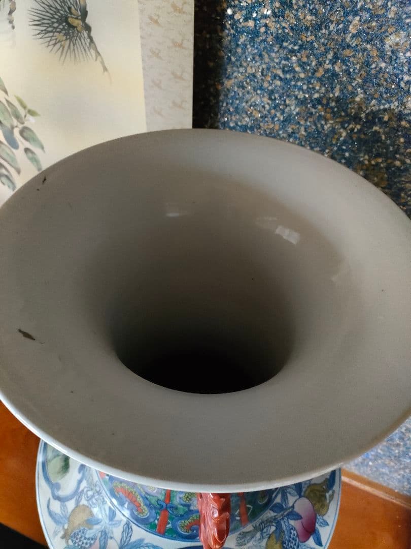 大花瓶 大壺 獣耳 中国 万暦龍 中国美術 龍 飾り壺