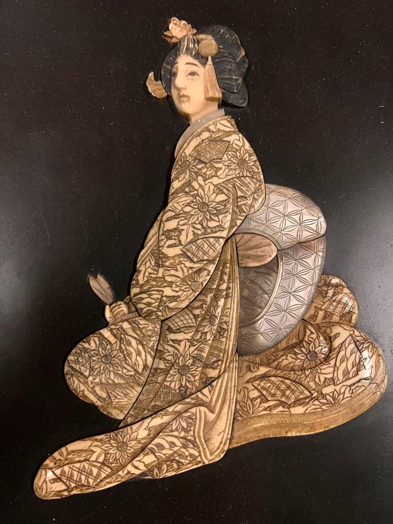 芝山象嵌、天然素材 漆器トレイ 金箔装飾