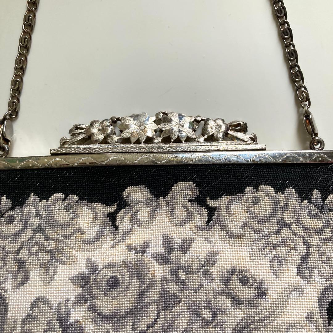 プチポアン 刺繍バッグ　パーティー　アンティーク　プチポワン