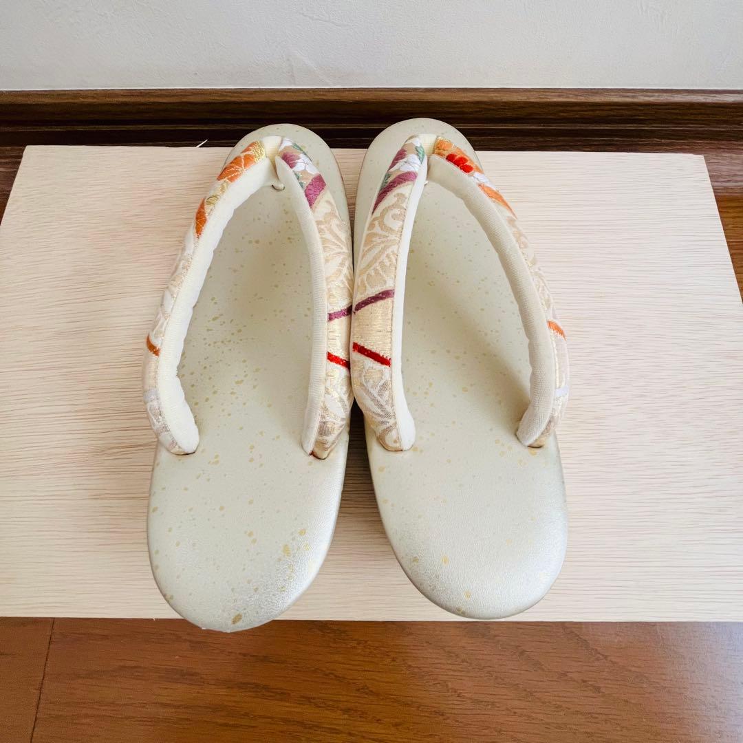 【美品】振袖用バッグ　草履　成人式　振袖　西陣織　正絹　Ｌサイズ