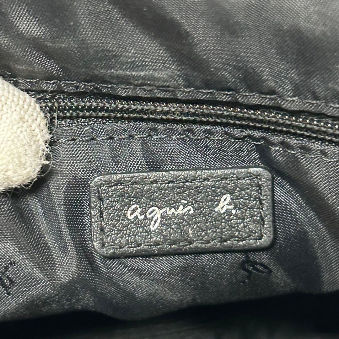 【美品✨エンボスロゴ/オールレザー】アニエスベー　ショルダーバッグ　ブラック　稀