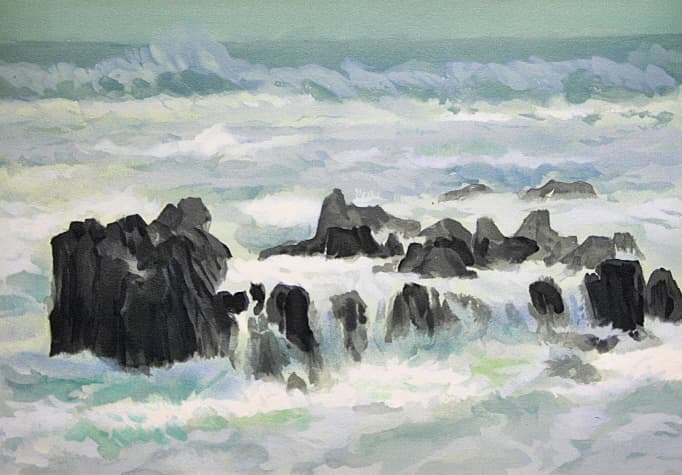 東山魁夷【潮騒】 オリジナル リトグラフ 保証書有り