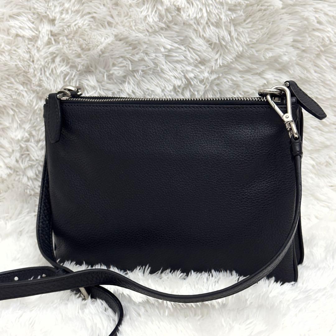 PRADA プラダ ショルダーバッグ レザー ブラック シボ革 シルバー金具