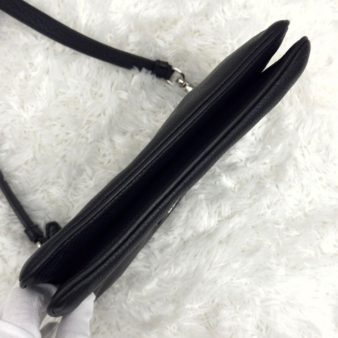 PRADA プラダ ショルダーバッグ レザー ブラック シボ革 シルバー金具