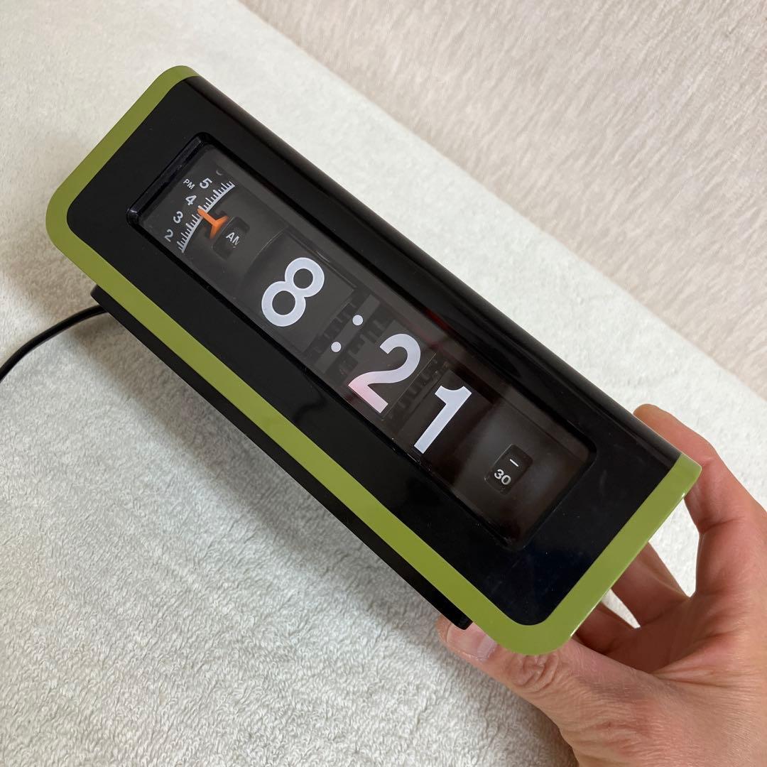 ナショナル交流目覚時計ヤングスヤスヤ　パタパタ時計　TG02 緑　グリーン