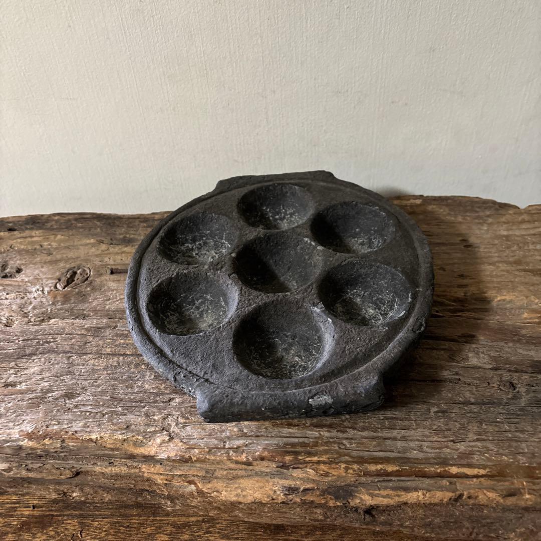 アンティーク　インドイドゥリプレート　石皿　骨董　検;李朝.古道具坂田