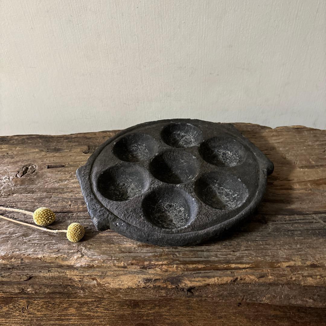 アンティーク　インドイドゥリプレート　石皿　骨董　検;李朝.古道具坂田