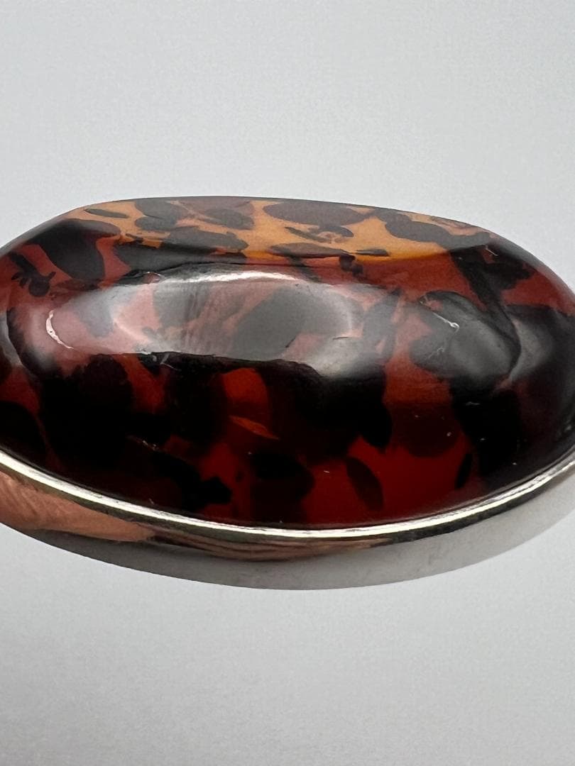 【海】大粒琥珀ペンダント　アンバー　銀製枠　９２５刻印