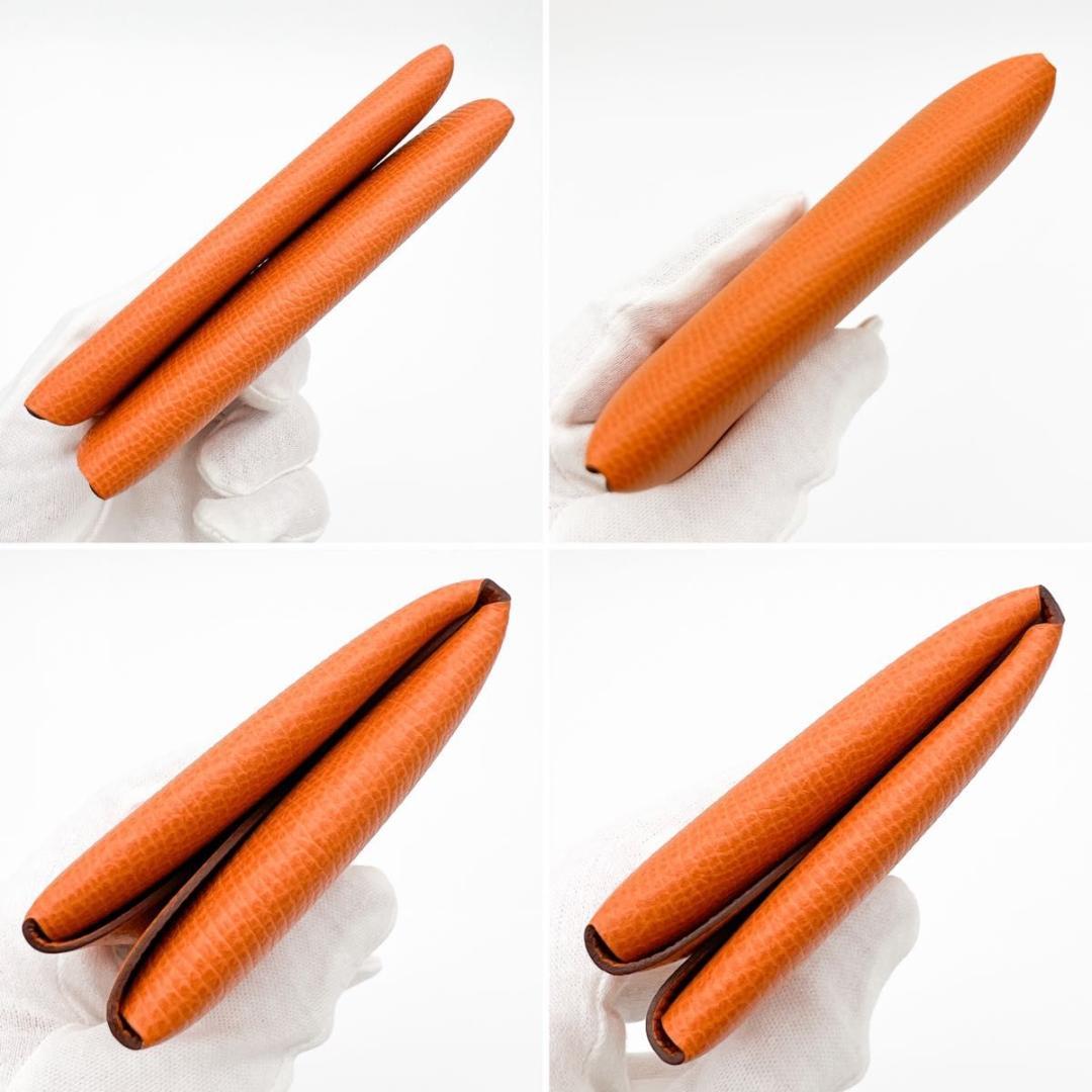 SALE【新品同様】エルメス ヴォーエプソン カルヴィ デュオ オレンジ U刻印