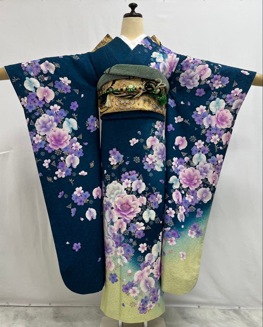 振り袖　フルセット　成人式　長襦袢付　金彩　刺繍　銀通し　ゆったりサイズ　652