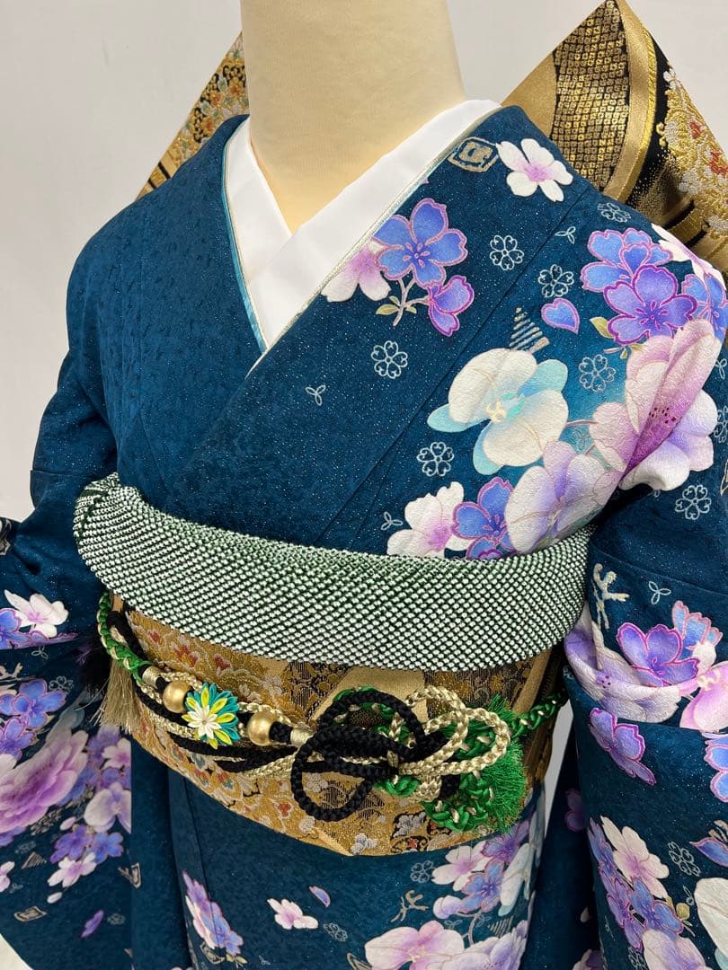 振り袖　フルセット　成人式　長襦袢付　金彩　刺繍　銀通し　ゆったりサイズ　652