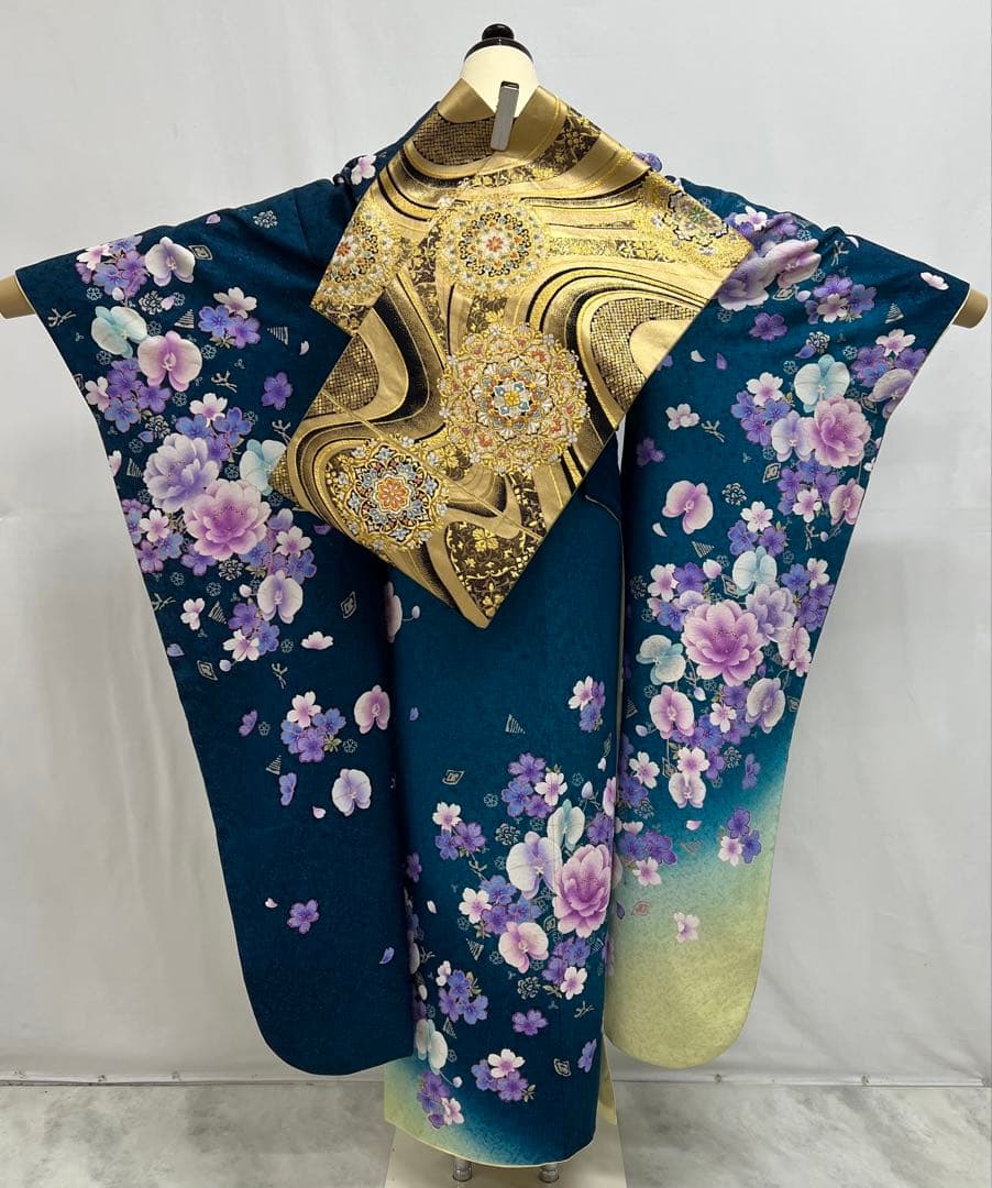 振り袖　フルセット　成人式　長襦袢付　金彩　刺繍　銀通し　ゆったりサイズ　652