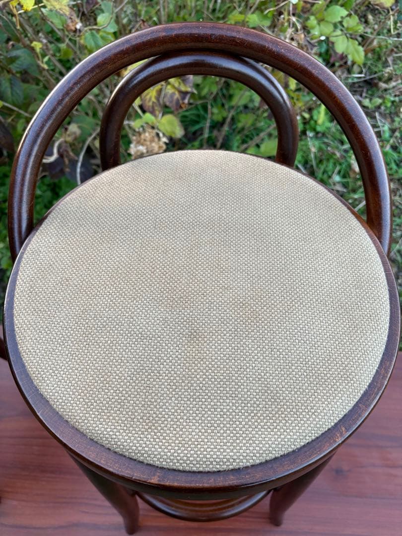 秋田木工　曲木カウンターチェア　ダークブラウン 木製スツールアーチ型背もたれ②