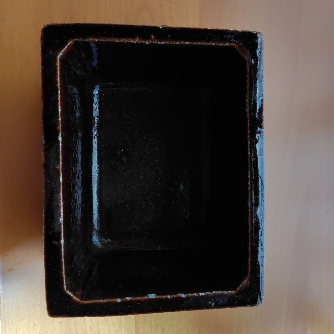 会津本郷焼 宗像窯 鰊鉢 ニシン鉢 角鉢 耳つき 飴釉 民芸