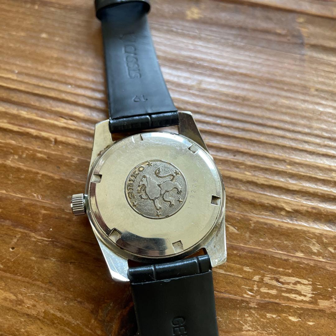 グランドセイコー セルフデータ 手巻きモデル 白文字盤 黒レザーベルト