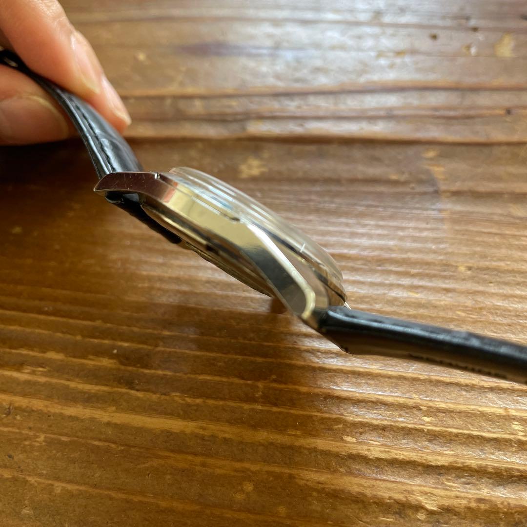 グランドセイコー セルフデータ 手巻きモデル 白文字盤 黒レザーベルト