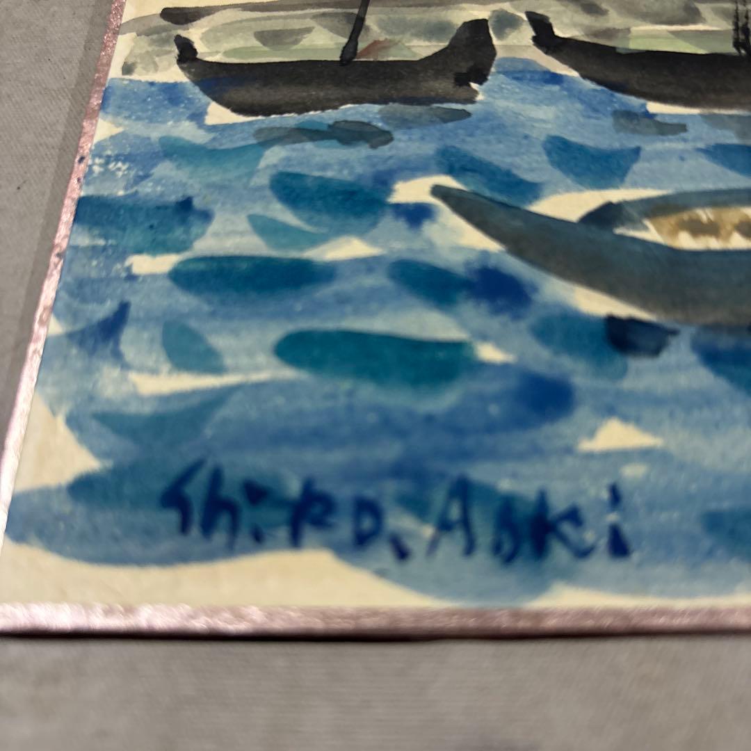 洋画家　青木四郎　ムラノ漁村　ベニス　直筆肉筆作品