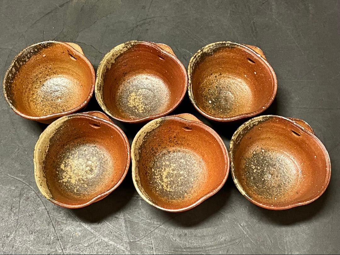 割引❗️「母」 信楽 片口 向付 6客 「三代目 高橋楽斎」 （1205C）