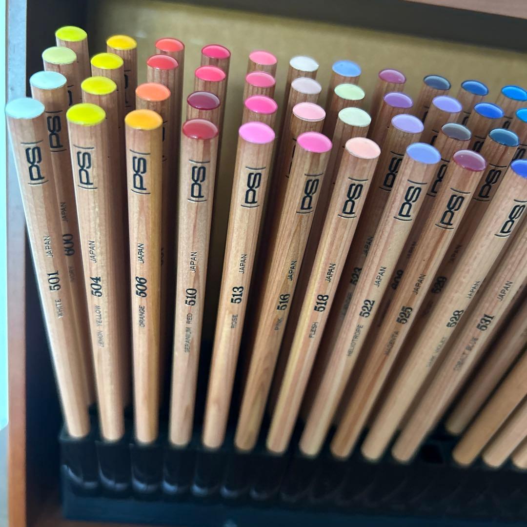 美品PS水彩色鉛筆99本セット 木製ケース付き 伊東屋ITOYA