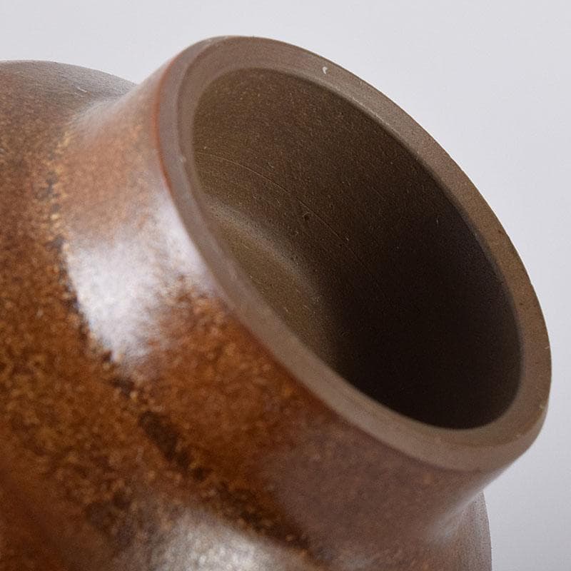 佐渡無名異焼　藤井波山造　朱泥　茶碗五客　急須　湯冷　茶器揃　共箱　VR8436