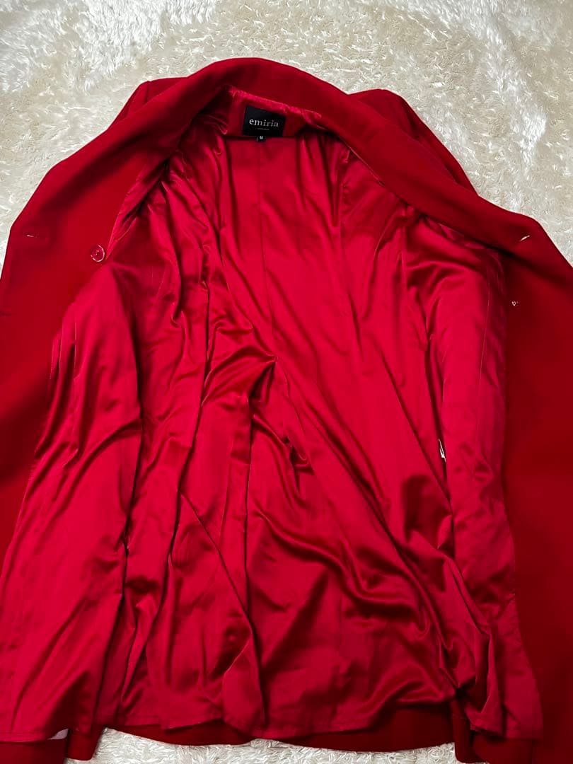 エミリアウィズ　チェスターコート　ウール　ベルト　赤　レッド　ロング　秋冬