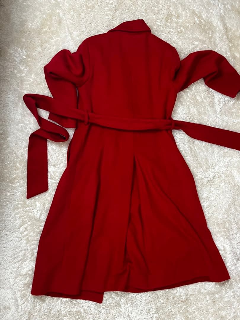 エミリアウィズ　チェスターコート　ウール　ベルト　赤　レッド　ロング　秋冬