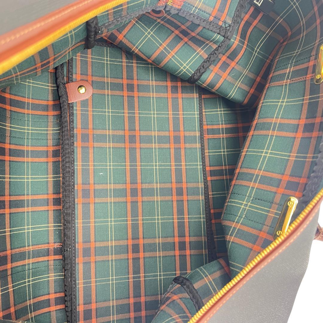 ダンヒル ボストンバッグ キャンバス レザー 大容量