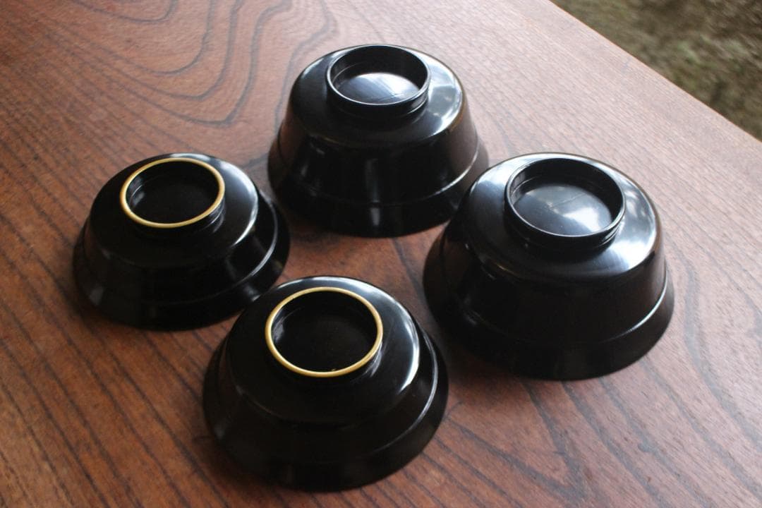 時代逸品！端正な金縁黒漆に極上竜田川蒔絵の映えるお椀2点（検京塗蒔絵椀