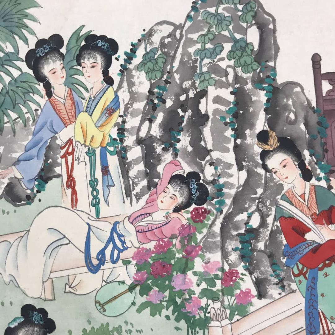 【複製】琴川/十二美人図/工芸品/掛軸☆宝船☆AB-567