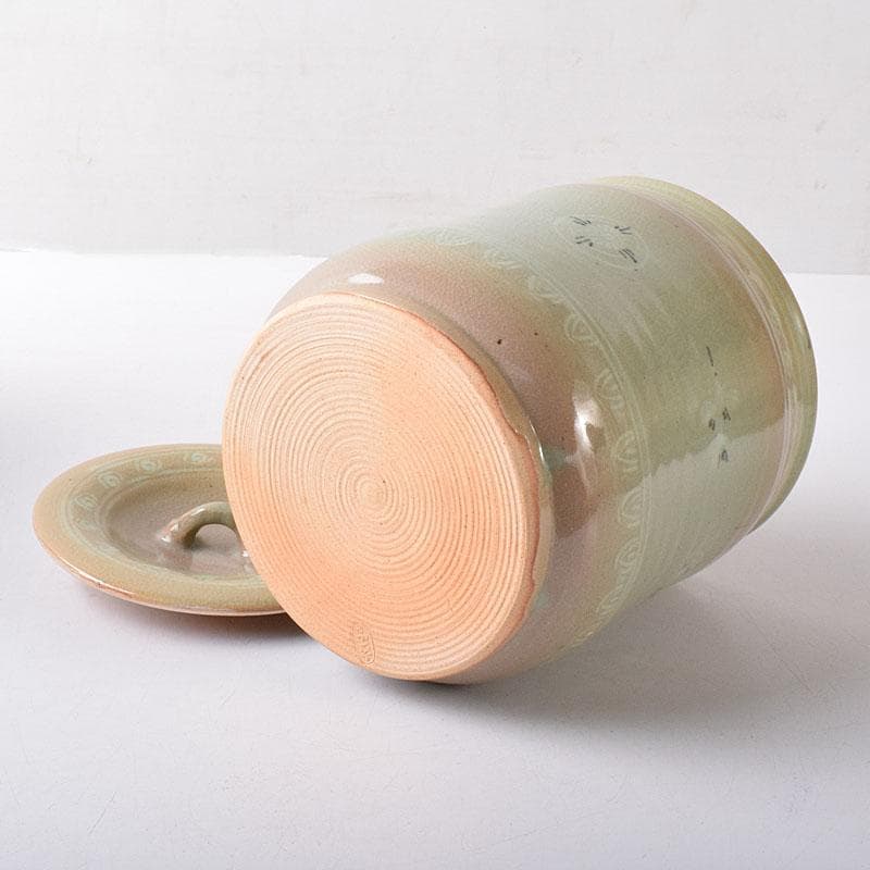 茶道具　中村与平作　青磁雲鶴　狂言袴　水指　時代箱　N　7745