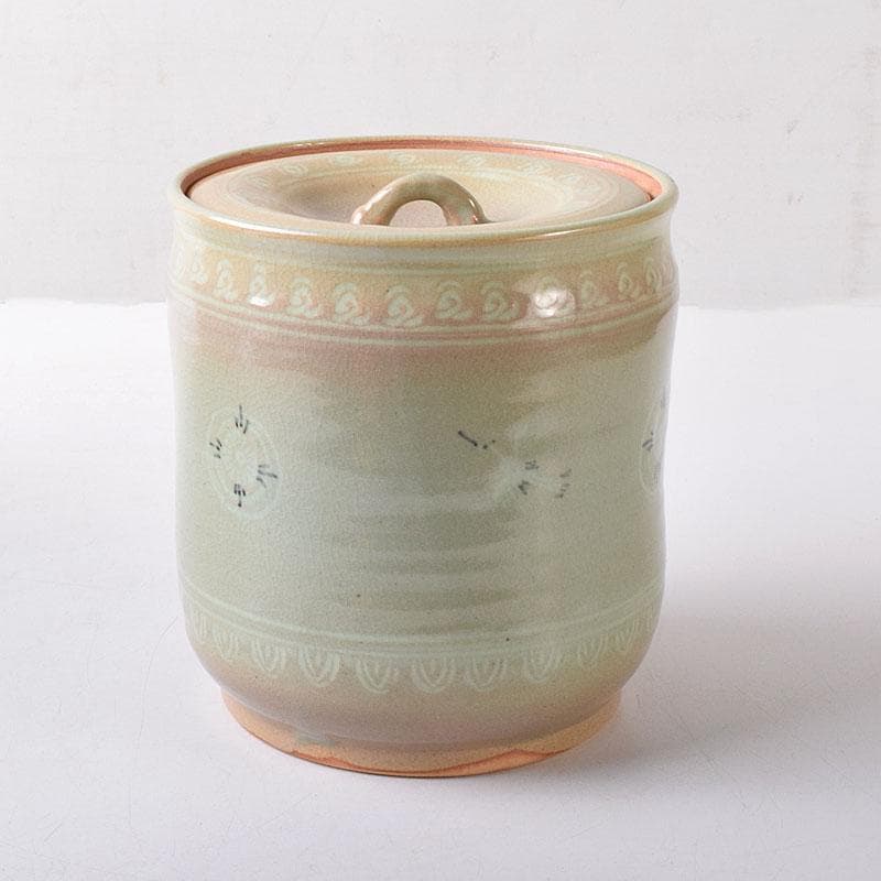 茶道具　中村与平作　青磁雲鶴　狂言袴　水指　時代箱　N　7745