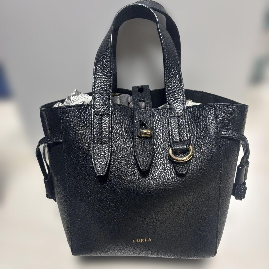 FURLA ブラック NET ミニショルダーバッグ