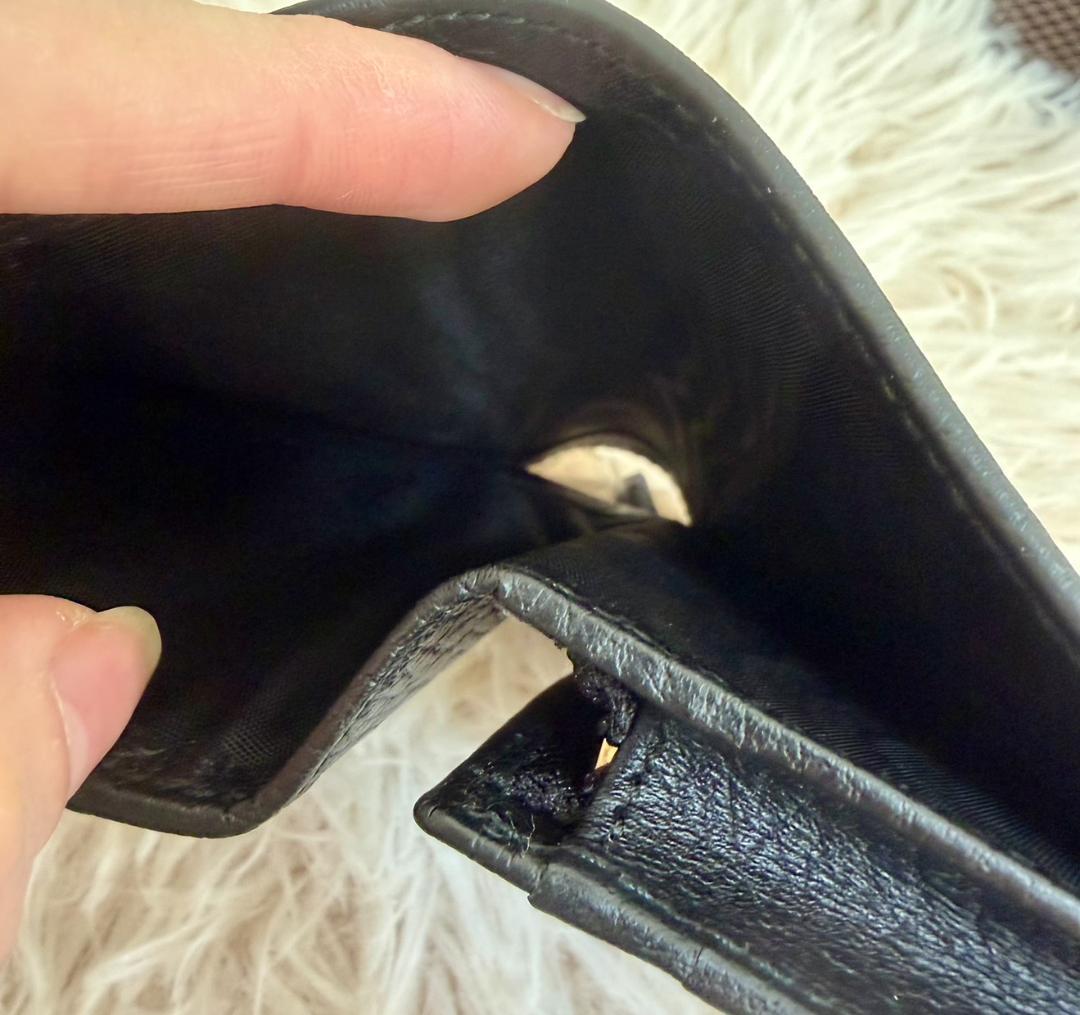 GUCCI グッチ 二つ折り財布 GGマーモント レザーブラック